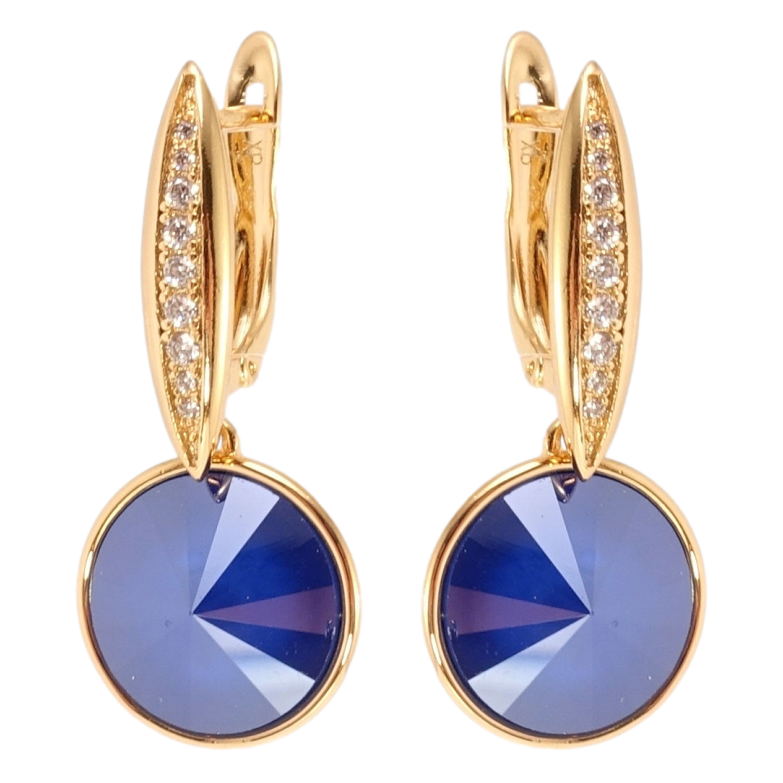 Серьги Xuping цвет 18K с кристаллами Swarovski английский замок Кристаллы Royal Blue фото №1 Серьги Xuping цвет 18K с кристаллами Swarovski английский замок Кристаллы Royal Blue фото №1
