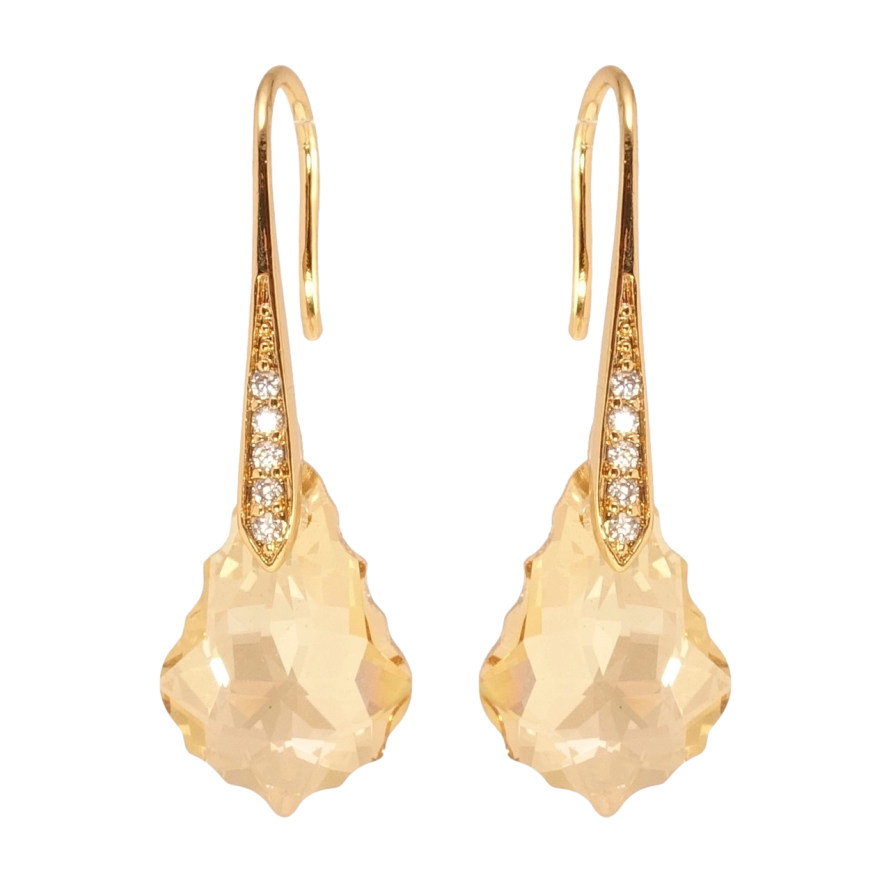 Сережки Xuping колір 18K з кристалами Swarovski французький замок Фігурні кристали Light Topaz на дужках фото №1