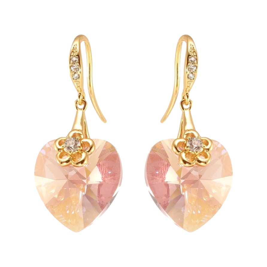 Серьги Xuping цвет 18K с кристаллами Swarovski французский замок Кристальные сердечки Light Amethyst с фото №1