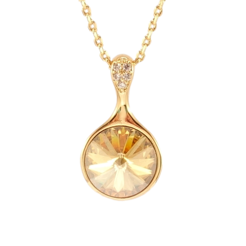Кулон Xuping колір 18K з кр-ми Swarovski на ланцюжку Кристал Golden Shadow довжина 39-44см х 1мм фото №1