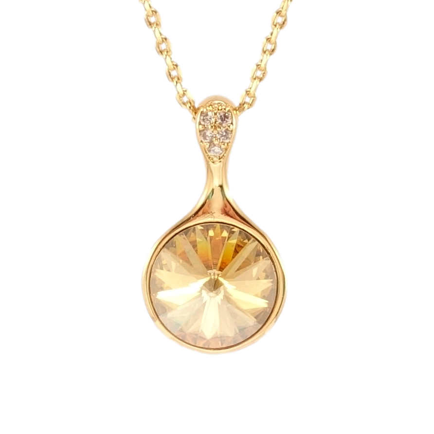 Кулон Xuping колір 18K з кр-ми Swarovski на ланцюжку Кристал Golden Shadow довжина 39-44см х 1мм фото №1