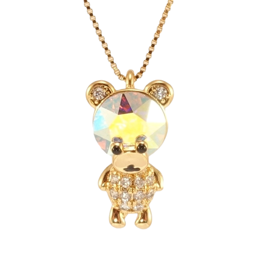 Кулон Xuping колір 18K з кр-ми Swarovski на ланцюжку Ведмедик з кристалом АВ довжина 41-46см х 1мм фото №1