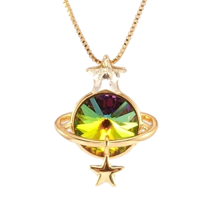 Кулон Xuping цвет 18K с кр-ми Swarovski на цепочке Сатурн кристалл Vitrail Medium длина 39-45см х 1мм фото №9 Кулон Xuping цвет 18K с кр-ми Swarovski на цепочке Сатурн кристалл Vitrail Medium длина 39-45см х 1мм фото №9