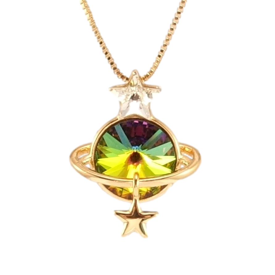 Кулон Xuping колір 18K з кр-ми Swarovski на ланцюжку Сатурн кристал Vitrail Medium довжина 39-45см х 1мм фото №1 Кулон Xuping колір 18K з кр-ми Swarovski на ланцюжку Сатурн кристал Vitrail Medium довжина 39-45см х 1мм фото №1