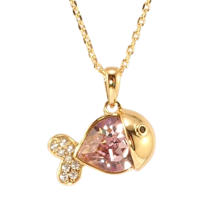 Кулон Xuping колір 18K з кр-ми Swarovski на ланцюжку Рибка з кристалом Rose довжина 39-44см х 1мм фото №8