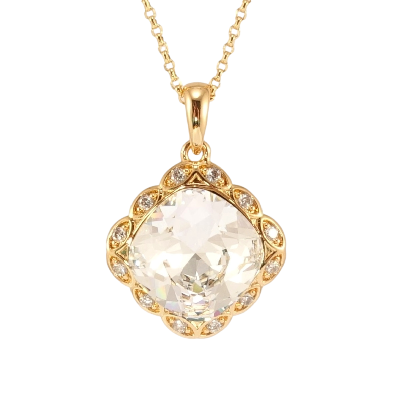 Кулон Xuping колір 18K з кр-ми Swarovski на ланцюжку Кристал Clear у ромбовій оправі довжина 39-44см х 1мм фото №2