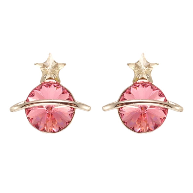 Сережки Xuping колір Родій з кристалами Swarovski пусети Сатурн кристал Rose фото №1