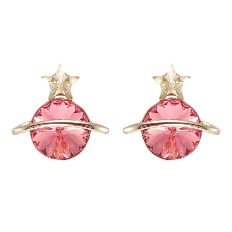 Сережки Xuping колір Родій з кристалами Swarovski пусети Сатурн кристал Rose фото №1