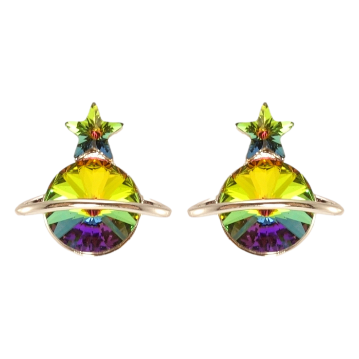 Сережки Xuping колір Родій з кристалами Swarovski пусети Сатурн кристал Vitrail Medium фото №7