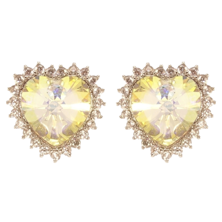 Сережки Xuping колір Родій з кристалами Swarovski пусети Сердечки Shimmer в обрамленні кристалів фото №4