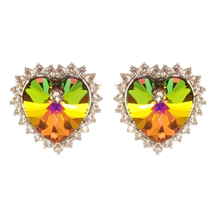 Серьги Xuping цвет Родий с кристаллами Swarovski пусеты Сердечки Vitrail Medium в обрамлении кристаллов фото №13 Серьги Xuping цвет Родий с кристаллами Swarovski пусеты Сердечки Vitrail Medium в обрамлении кристаллов фото №13