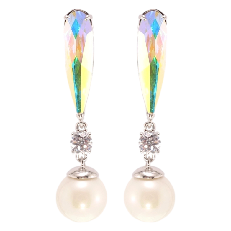 Сережки Xuping колір Родій з кристалами Swarovski пусети Підвіски з перлами та кристалом АВ ø 10мм фото №1 Сережки Xuping колір Родій з кристалами Swarovski пусети Підвіски з перлами та кристалом АВ ø 10мм фото №1