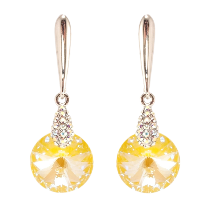 Серьги Xuping цвет Родий с кристаллами Swarovski пусеты Подвески с кристаллом Sunshine Delite ø 14мм фото №11