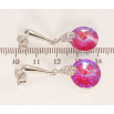 Сережки Xuping колір Родій з кристалами Swarovski пусети Підвіски з кристалом Fuchsia Delite ø 14мм фото №2
