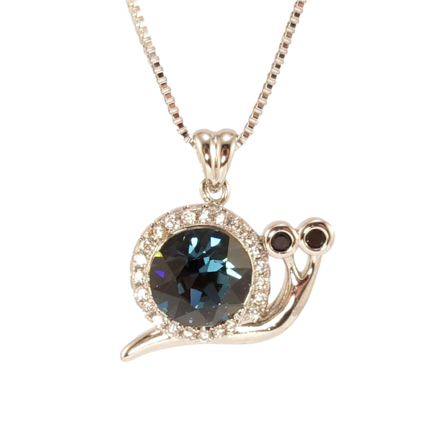 Кулон Xuping цвет Родий с кр-ми Swarovski на цепочке Улитка с кристаллом Montana дл. 41-46см х 1мм фото №1 Кулон Xuping цвет Родий с кр-ми Swarovski на цепочке Улитка с кристаллом Montana дл. 41-46см х 1мм фото №1