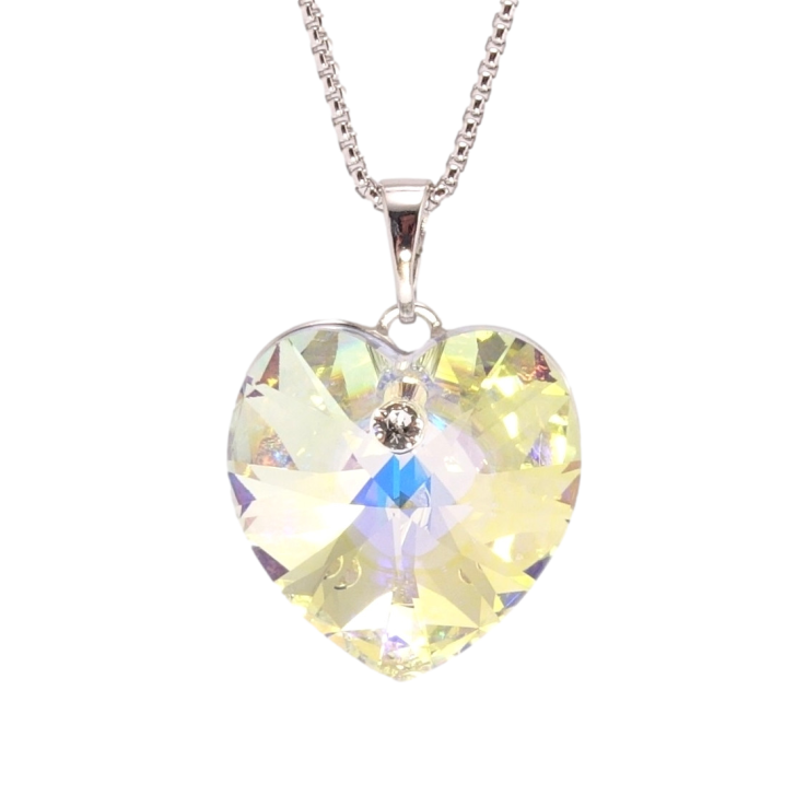 Кулон Xuping цвет Родий с кр-ми Swarovski на цепочке Кристальное сердце Shimmer дл. 40-45см х 1мм фото №9