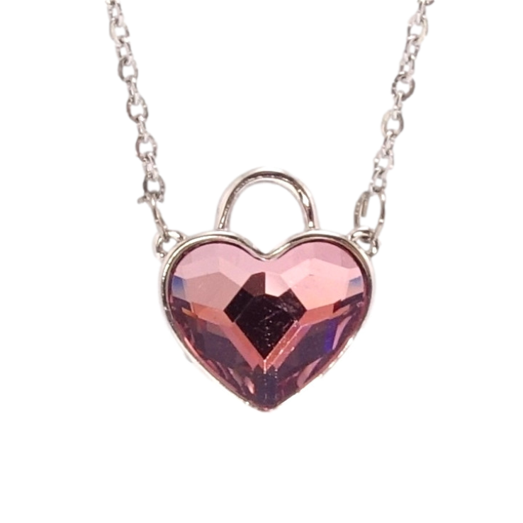 Кулон Xuping цвет Родий с кр-ми Swarovski на цепочке Кристальное сердце-замочек Amethyst дл. 41-46см х 1мм фото №7