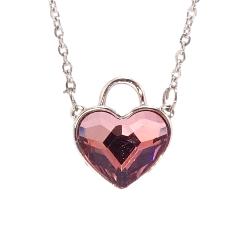 Кулон Xuping колір Родій з кр-ми Swarovski на ланцюжку Кристальне серце-замочок Amethyst дл. 41-46см х 1мм фото №1 Кулон Xuping колір Родій з кр-ми Swarovski на ланцюжку Кристальне серце-замочок Amethyst дл. 41-46см х 1мм фото №1