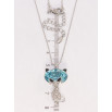 Кулон Xuping колір Родій з кр-ми Swarovski на ланцюжку Кішка з кристалом Light Turquoise дл. 40-45см х фото №2