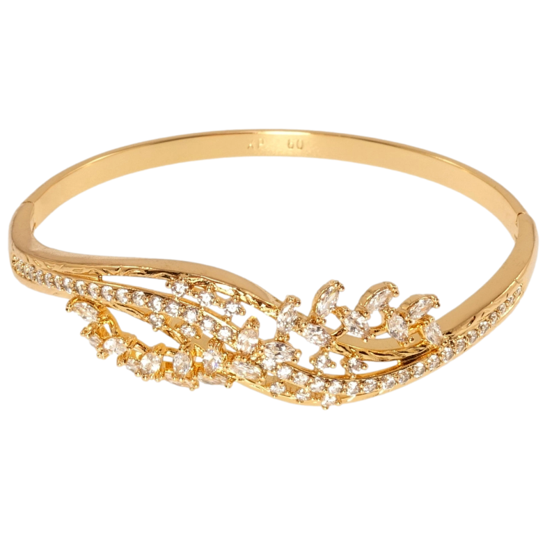 Браслет Xuping Позолота 18K Утонченный флористический орнамент с цирконием ø 6см фото №2 Браслет Xuping Позолота 18K Утонченный флористический орнамент с цирконием ø 6см фото №2