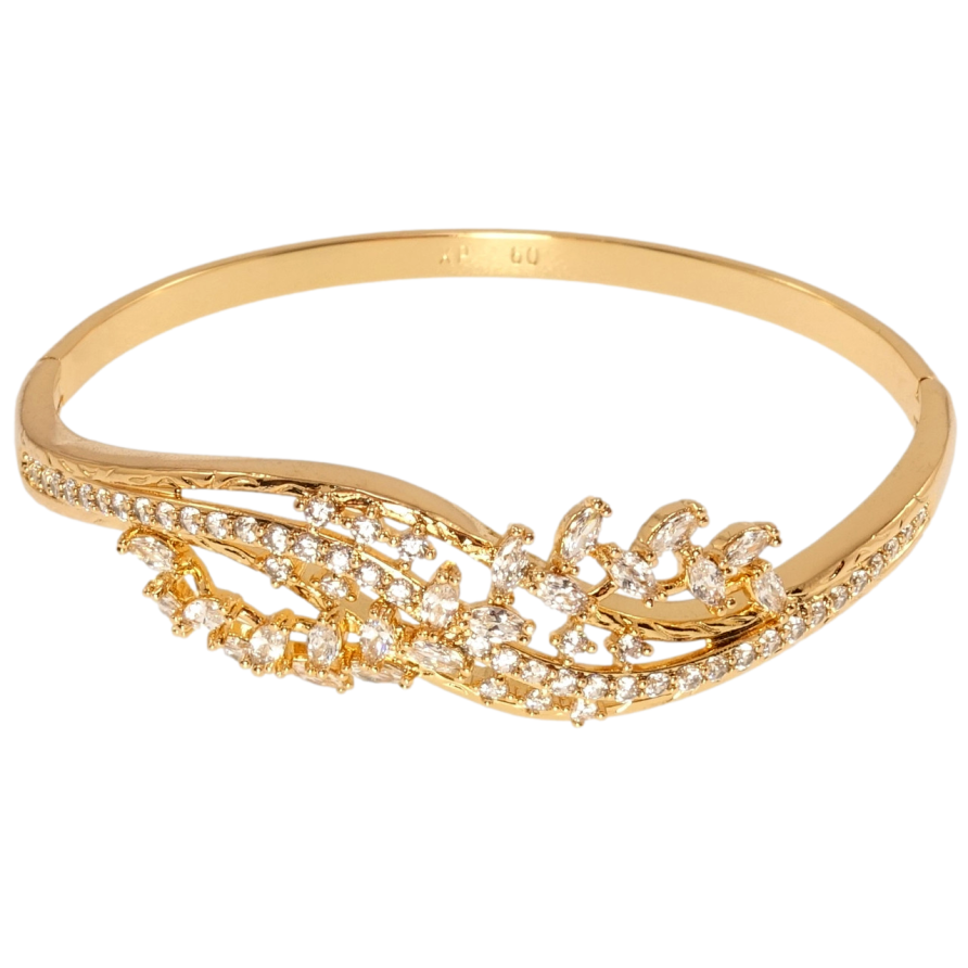 Браслет Xuping Позолота 18K Утонченный флористический орнамент с цирконием ø 6см фото №1 Браслет Xuping Позолота 18K Утонченный флористический орнамент с цирконием ø 6см фото №1