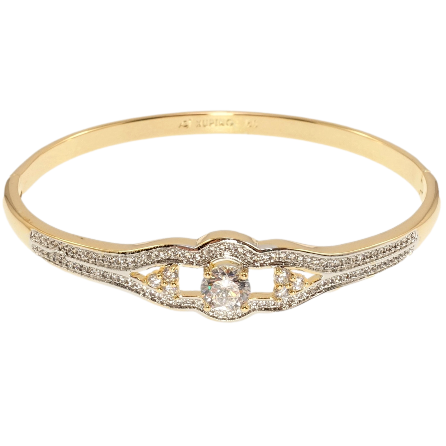 Браслет Xuping Позолота + Родій Чарівний блиск кристалів ø 6см фото №1