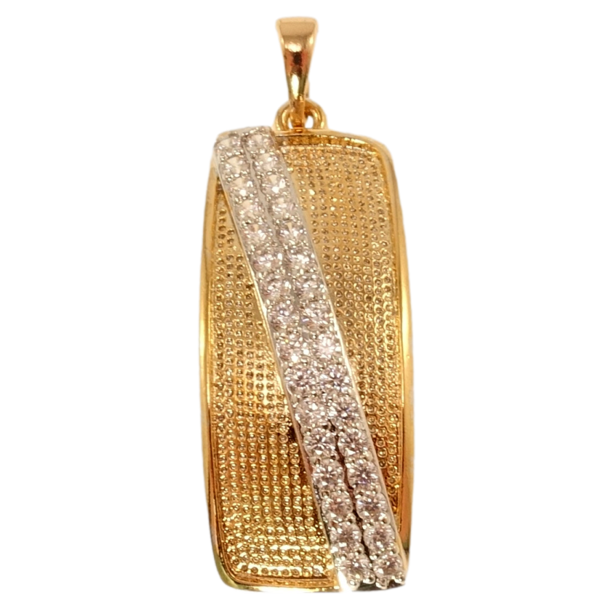 Кулон Xuping Позолота + Родий Прямоугольная подвеска с диагональными дорожками циркония фото №1