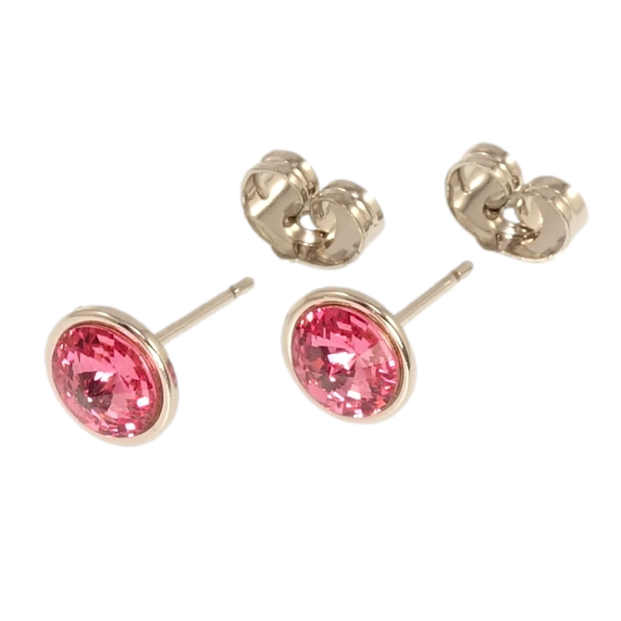 Серьги Xuping цвет Родий с кристаллами Swarovski пусеты Кристалл Rose в ободковой оправе ø 8мм фото №1