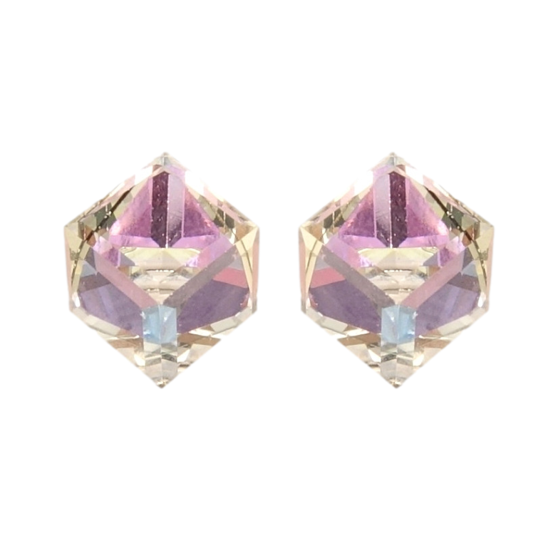 Серьги Xuping цвет Родий с кристаллами Swarovski пусеты Кристальные кубики Paradise Shine 6х6мм фото №1