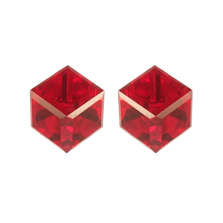 Сережки Xuping колір Родій з кристалами Swarovski пусети Кристальні кубики Light Siam 6х6мм фото №8