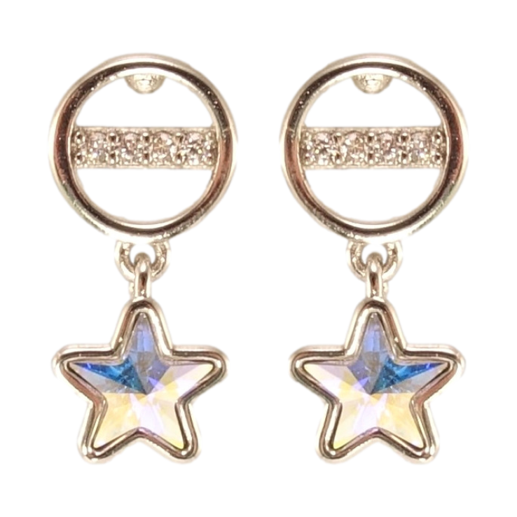 Серьги Xuping цвет Родий с кристаллами Swarovski пусеты Кристальные звезды АВ фото №21