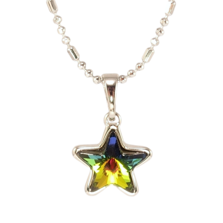 Кулон Xuping цвет Родий с кр-ми Swarovski на цепочке Кристальная звездочка Vitrail Medium дл. 40-45см х 1мм фото №14