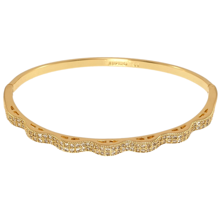 Браслет Xuping Позолота 18K Волнистая дорожка циркония ø 6см фото №17 Браслет Xuping Позолота 18K Волнистая дорожка циркония ø 6см фото №17