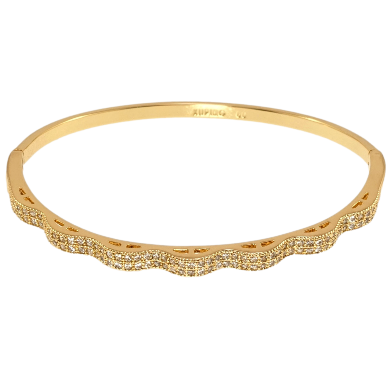 Браслет Xuping Позолота 18K Волнистая дорожка циркония ø 6см фото №2