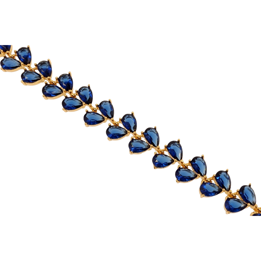 Браслет Xuping Позолота 18K Кристальные синие капельки длина с доп.цепочкой 17-20.5см х 10мм фото №1
