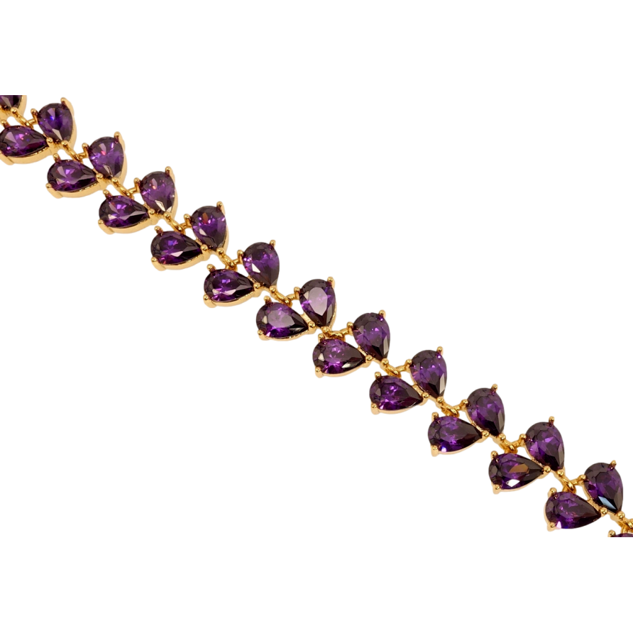 Браслет Xuping Позолота 18K Кристальные сиреневые капельки длина с доп.цепочкой 17.5-20.5см х 10мм фото №1