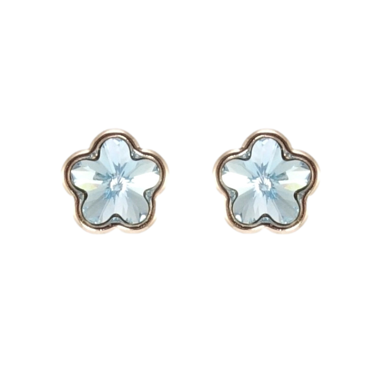 Серьги Xuping цвет Родий с кристаллами Swarovski пусеты Кристальные цветочки Aquamarine фото №1 Серьги Xuping цвет Родий с кристаллами Swarovski пусеты Кристальные цветочки Aquamarine фото №1