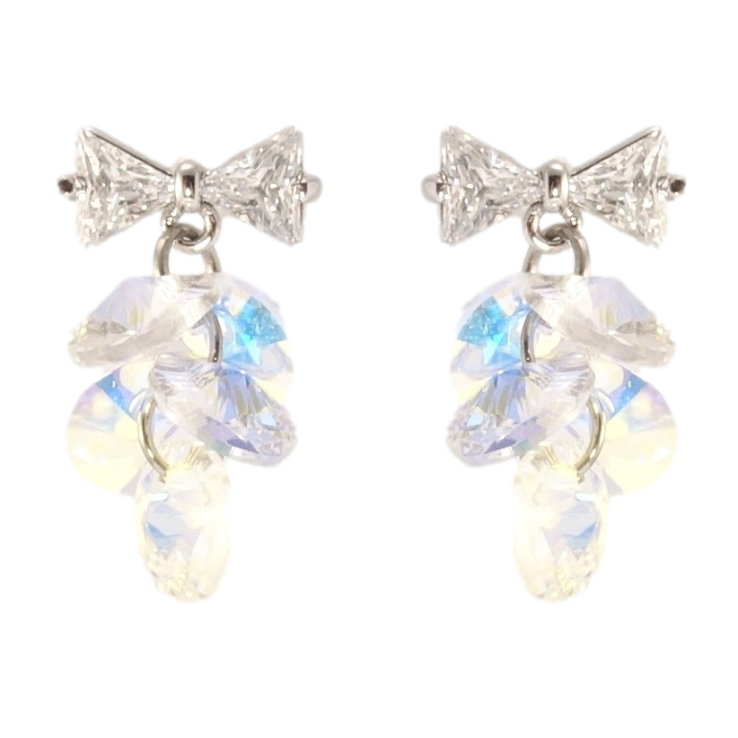 Серьги Xuping цвет Родий с кристаллами Swarovski пусеты Бантики с кристальными гроздьями Shimmer фото №4 Серьги Xuping цвет Родий с кристаллами Swarovski пусеты Бантики с кристальными гроздьями Shimmer фото №4