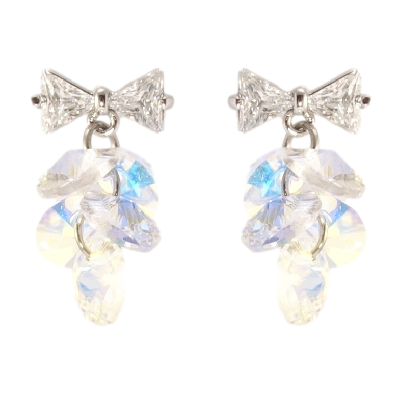 Сережки Xuping колір Родій з кристалами Swarovski пусети Бантики з кристальними гронами Shimmer фото №1 Сережки Xuping колір Родій з кристалами Swarovski пусети Бантики з кристальними гронами Shimmer фото №1