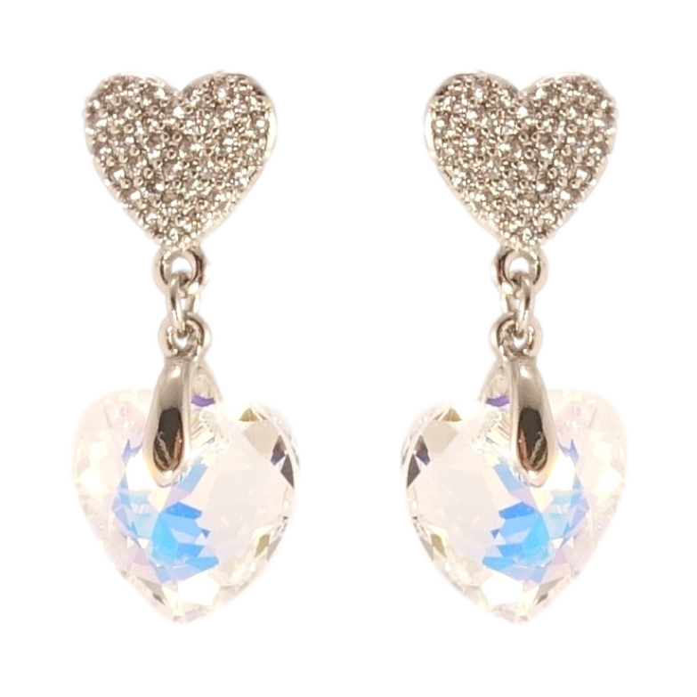 Сережки Xuping колір Родій з кристалами Swarovski пусети Романтичні підвіски з кристалами Shimmer фото №1