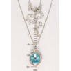 Кулон Xuping колір Родій з кр-ми Swarovski на ланцюжку Гепард із кристалом Light Turquoise дл. 40-45см х 1мм фото №2