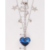 Кулон Xuping колір Родій з кр-ми Swarovski на ланцюжку Серце Metallic Blue на ланцюжку з підвісками дл. 38-43см х фото №2