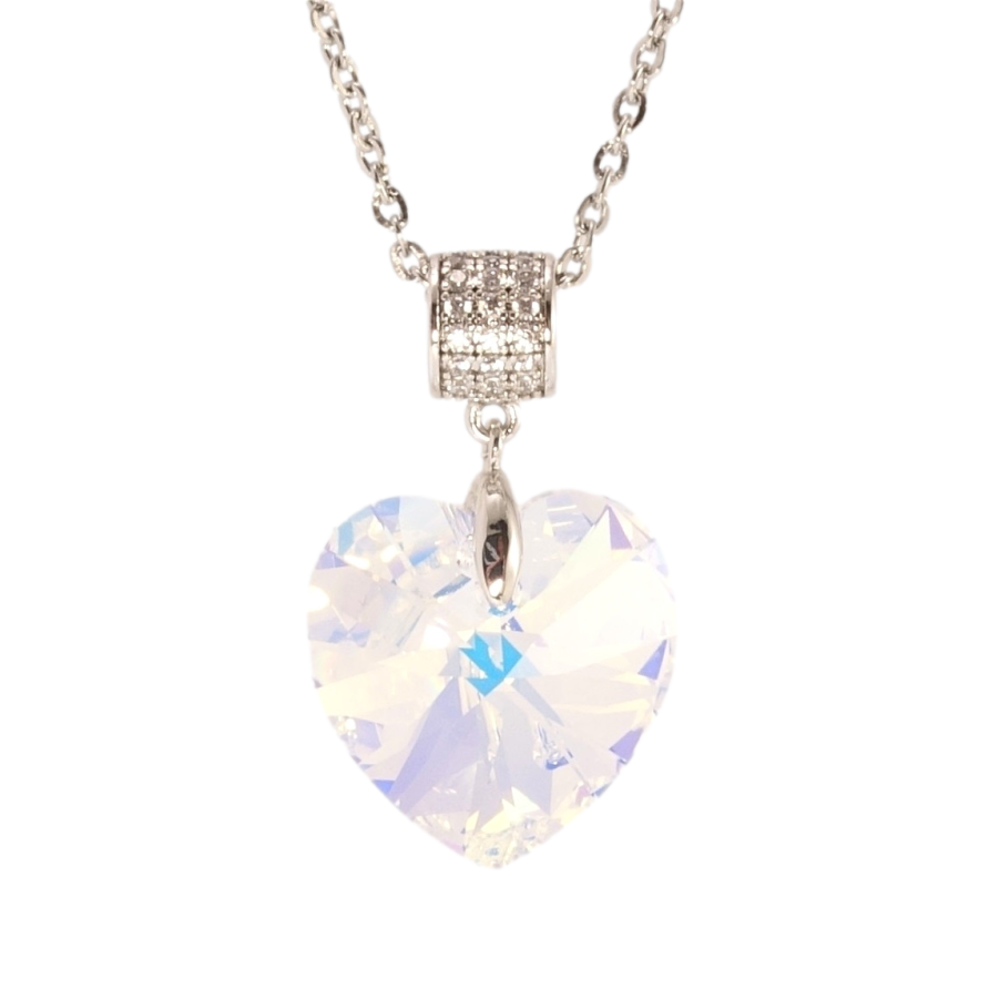 Кулон Xuping цвет Родий с кр-ми Swarovski на цепочке Кристальное сердце Shimmer дл. 40-45см х 2мм фото №1 Кулон Xuping цвет Родий с кр-ми Swarovski на цепочке Кристальное сердце Shimmer дл. 40-45см х 2мм фото №1