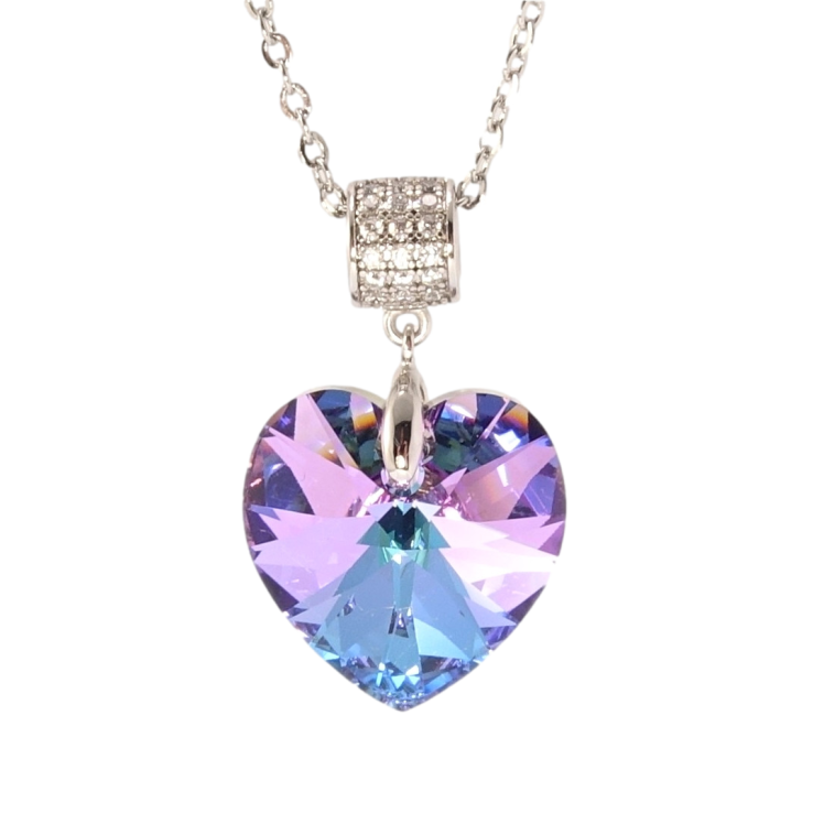 Кулон Xuping колір Родій з кр-ми Swarovski на ланцюжку Кристальне серце Paradise Shine дл. 40-45см х 2мм фото №6