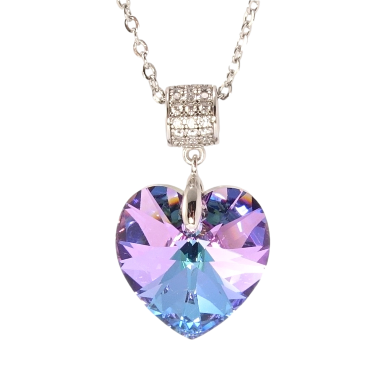 Кулон Xuping колір Родій з кр-ми Swarovski на ланцюжку Кристальне серце Paradise Shine дл. 40-45см х 2мм фото №1