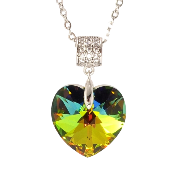 Кулон Xuping колір Родій з кр-ми Swarovski на ланцюжку Кристальне серце Vitrail Medium дл. 40-45см х 2мм фото №5