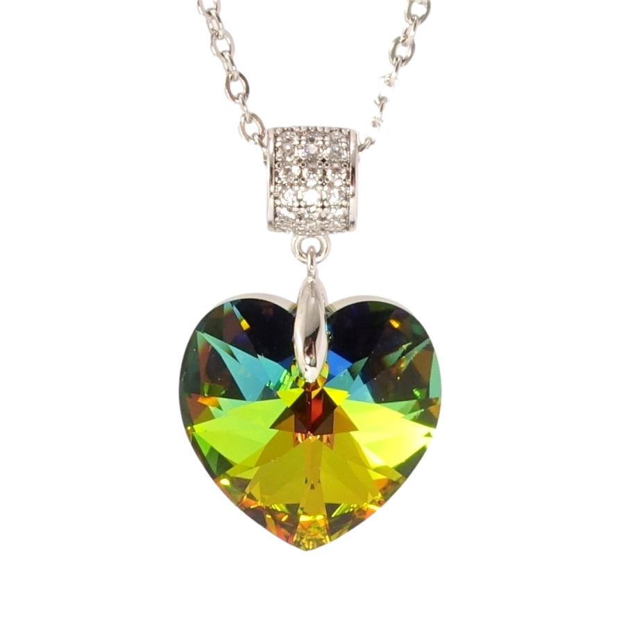 Кулон Xuping колір Родій з кр-ми Swarovski на ланцюжку Кристальне серце Vitrail Medium дл. 40-45см х 2мм фото №1