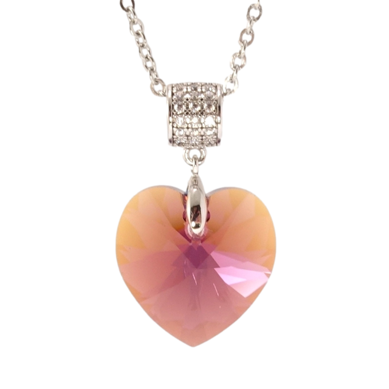 Кулон Xuping колір Родій з кр-ми Swarovski на ланцюжку Кристальне серце Amethyst дл. 40-45см х 2мм фото №1 Кулон Xuping колір Родій з кр-ми Swarovski на ланцюжку Кристальне серце Amethyst дл. 40-45см х 2мм фото №1