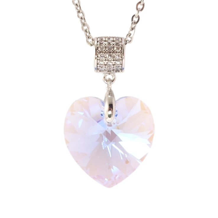 Кулон Xuping цвет Родий с кр-ми Swarovski на цепочке Кристальное сердце Ocean Delite дл. 40-45см х 2мм фото №10