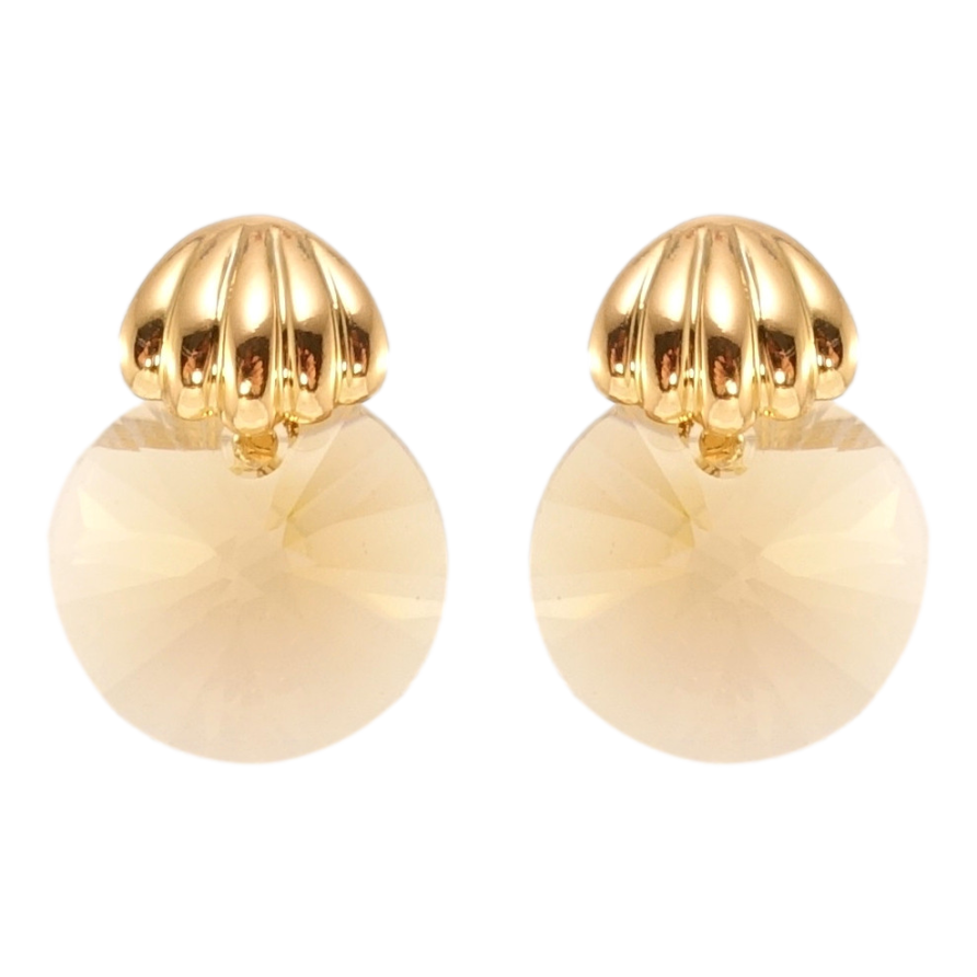 Серьги Xuping цвет 18K с кристаллами Swarovski пусеты Кристаллы Light Topaz с ракушками фото №1